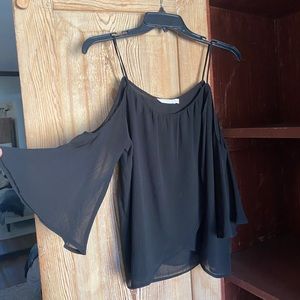 Lush open shoulder black flowy blouse